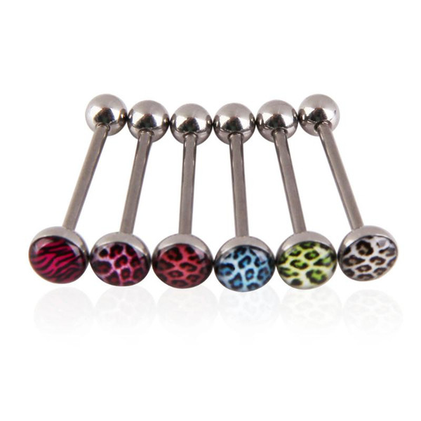 6PCS Sexy Leopard Girl Belly Button Ring Tongue Piercing Jewelry