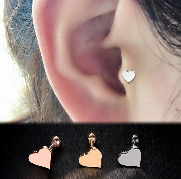 30pcs/lot Hot Piercing Jewelry Tragus Earrings Cartilage Helix Heart Shape Ear Studs