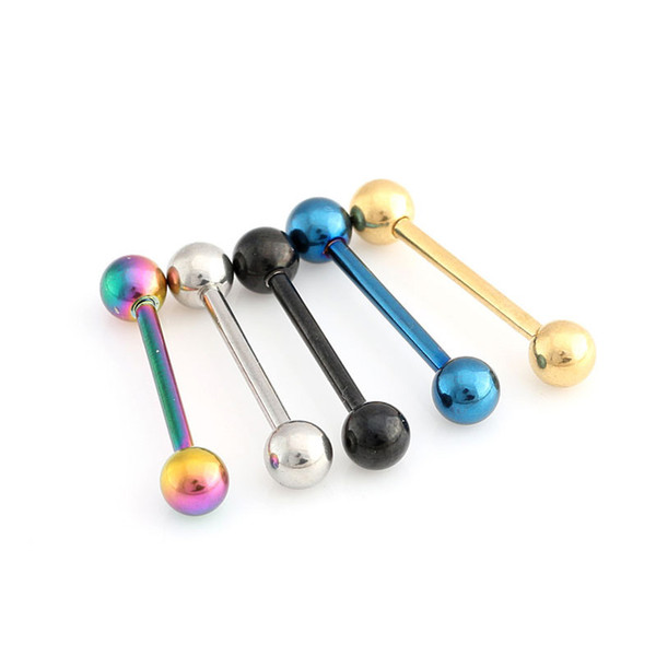 SHUANGR 1pc Stainless Steel Tongue Piercing Septum Industrial Barbell Flesh Tunnels Ear Plugs Ear Expanders Body Jewelry