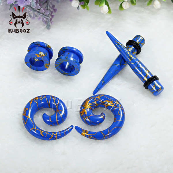 Kubooz piercing cheap tunnels blue plugs tapers piercing body jewelry earrings gauges mixed three styles 10mm