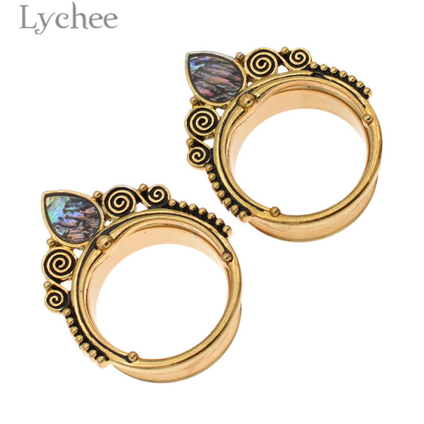 Lychee Trendy 1pair Stainless Steel Water Shell Earring Piercing Expander Ear Gauges Expander Ear Dilator Extension Jewelry