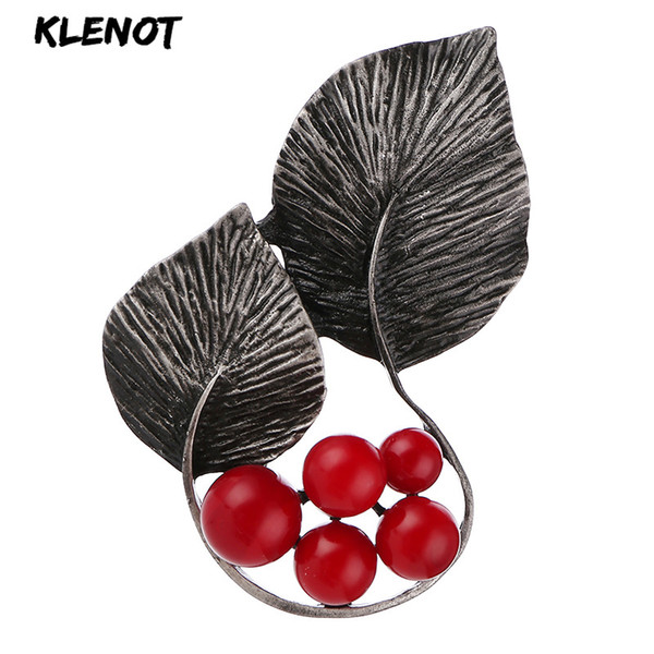 Antique Silver Lotus Leaf Brooch Pins and Brooches for Women Plant Leaves Brooch Pin Red Stone Scarf Decoration Clothes Jewelry