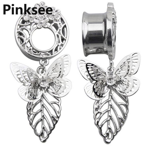 1PC Steel Ear Plugs and Tunnels Ear Piercings Screw Fit Expansion Stretched Piercing Butterfly Flesh Tunnels Body Jewelry