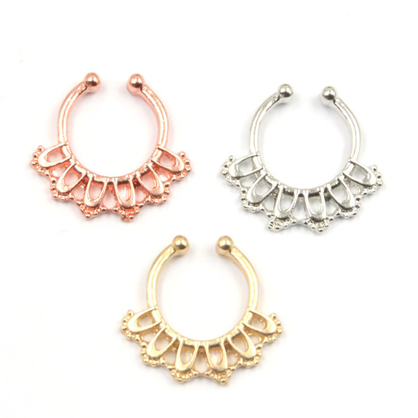 10pcs 3 color NEW fake Piercing septum ring body Jewelry alloy gold and silver nose hoop faux piercing nez for women N0042