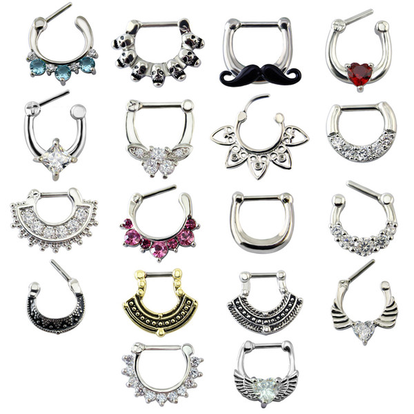 Clear Zircon Septum Clicker Body Jewelry Nose Rings for Women Fashion Piercing Clip on Nose Cartilage Septum