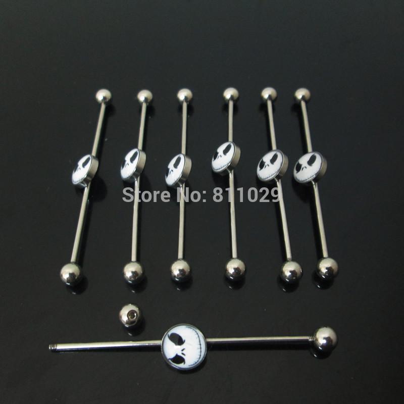 scaffold barbells Charm 10pcs surgical Stainless Steel nightmare before christmas industrial barbell piercing free shipping