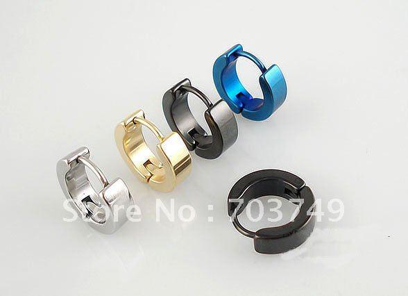 4mm 316L stainless steel body piercing jewelry Earring ring Ear button Earring rings 50pcs silver white/golden/blue/black can mix - 01011