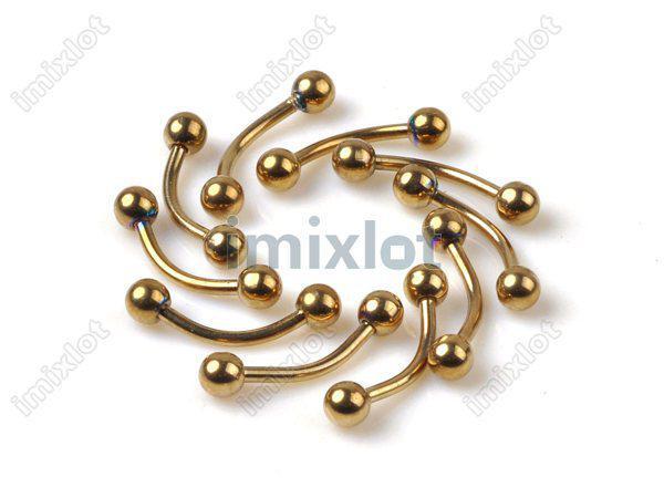 50pcs New Wholesale Body Jewelry Lots Curve Gold Tone Piercing Titanium Pierce Unisex Jewelry