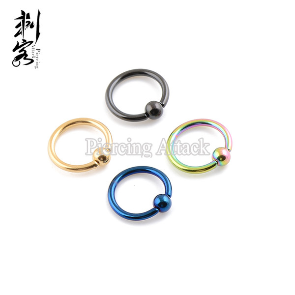 Min. order $10)Free Shipping Body Piercing 16G Titanium Anodized Captive Ring Mixed Sizes and Colors