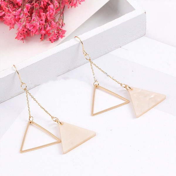 Women's fashion double triangle environmental alloy gold earrings accessories