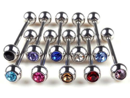 10pc Lots Mixed Ball Tongue Lip Bars Nose Ring Barbell Body Piercing Stainless Steel NA479