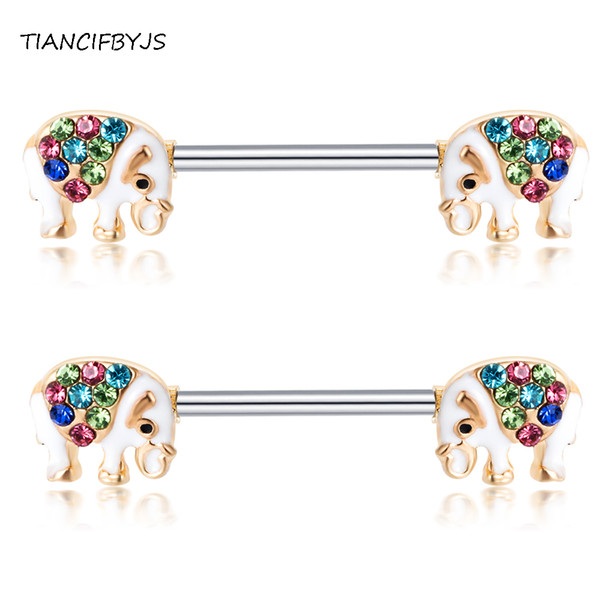 TIANCIFBYJS Nipple Barbell Piercing Earring Carlitage 14G Stainless Steel Wholesale Body Jewelry Crystal Nipple Rings Bars 20pcs