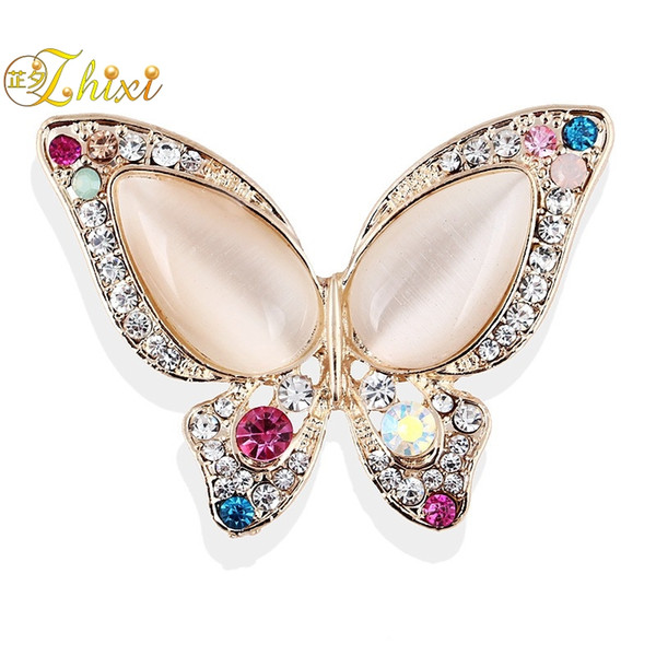 ZHIXI Simple And Stylish Brooch Jewelry Fine Jewelry Shiny Zircon For Women White Trendy Anniversary Gift Honeybee B69