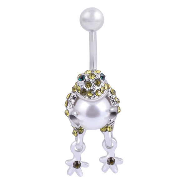 Imitation Pearls Frog Toad Piercings Gold-color Belly Button Rings For Swimming Girls Holiday Bijoux Fashion Sexy Body Jewelry