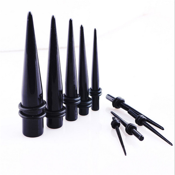 1 Piece High Quality Black Acrylic Spike Flesh Tunnel Plugs Gauge Ear Stretcher Expander Rings Body Piercing Helix Punk Jewelry