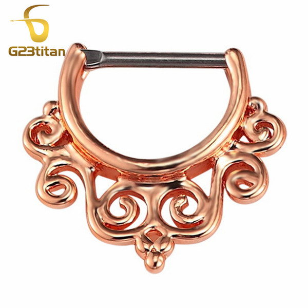 Vintage India Septum Clicker Nose Ring Body Jewelry 16G 8mm Titanium Nose Septum Piercings Ear Helix Tragus Earrings