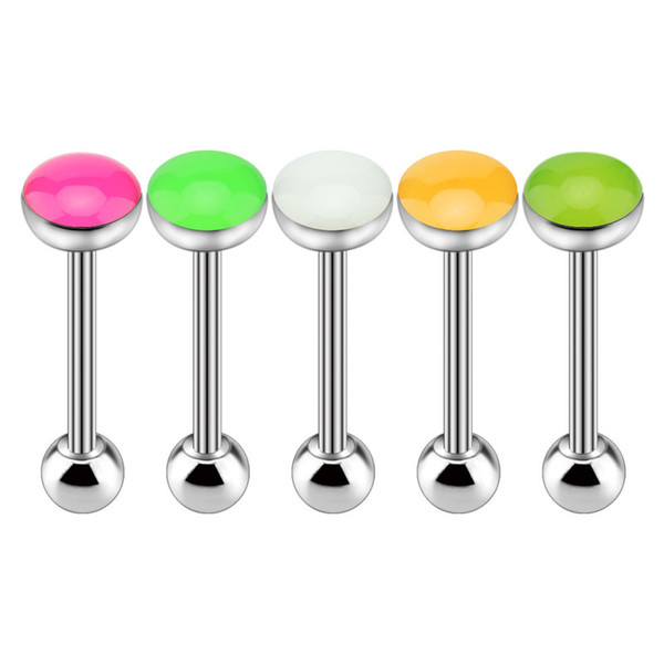 1PC Sexy Tongue Rings Barbell Piercing Tongue Bar Colorful Oil Drip Surgical Stainless Steel Tragus Body Piercing Jewelry Women