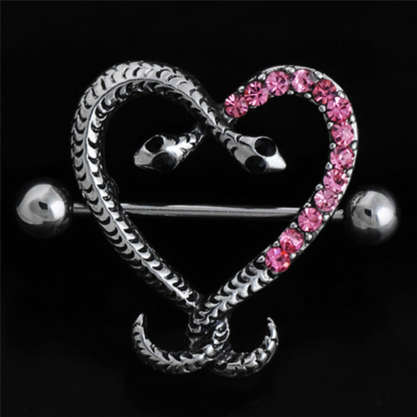 Sexy Surgical Steel Heart Body Nipple Bar Barbell Piercing Shield Rings Rushed Fake Piercing