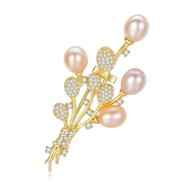 New design 925 silver brooches 100% genuine freshwater pearl suitable for graduation ceremonies Wedding occasions to wear