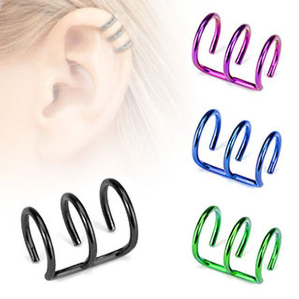 1pc Fake Ear Ring Goth Punk Lip Ear Nose Clip On Fake Septum Piercing Ear Ring Hoop Lip Hoop Rings Earrings