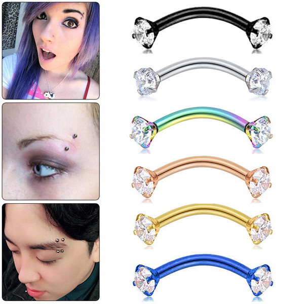 1 Pair Body Piercing Jewelry Eyebrow Rings Hoop Stainless Steel Brow Piercing Studs M8694