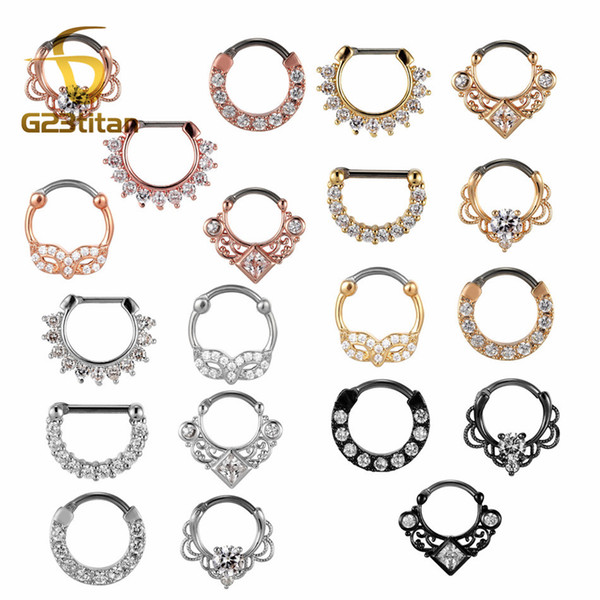 G23titan 16G Nose Piercing Ring Indian Septum Clicker Nose Rings Piercing Body Jewelry Hoops Helix Ear Cartilage Gifts