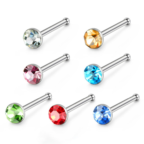 Nose Rings Nose Bone Studs Hypoallergenic Stainless Steel Crystal Body Piercing 60pcs Box