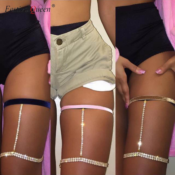 Trendy Sexy Body Chains Leg Chain Shiny Rhinestones Thigh Chain Nightclub Party Beach Woman Fashion New Body Jewelry