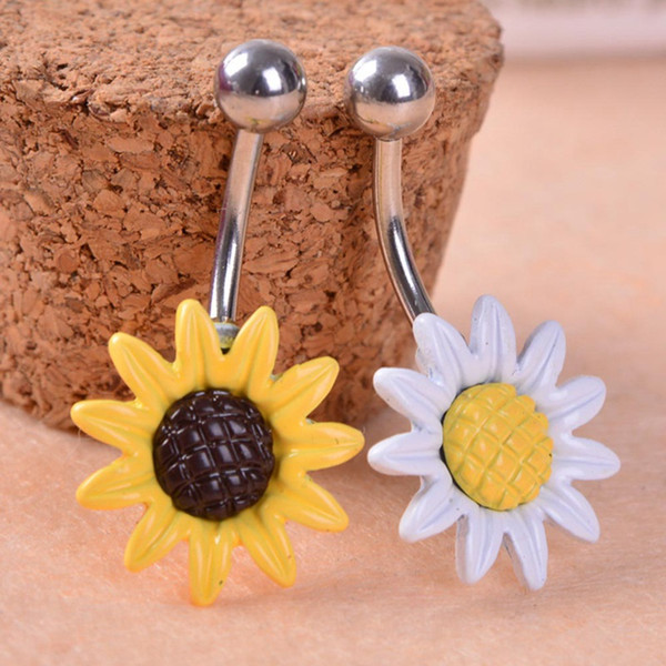 New Arricel Sun Flower Medical Stainless Steel Piercing Belly Button Rings Body Piercing Navel Jewelry Free Shipping