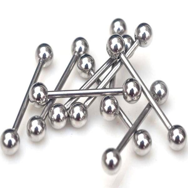 Wholesale-Mix Wholesale 10Pcs/lot 316L Surgical Stainless Steel Ball Tongue Rings Piercing Ear Stud Rings Body Jewelry Piercing Tougue