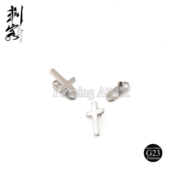 2016 New Style Free Shipping G23 Titanium Internally Threaded Cross Dermal Anchor Tops Piercing Jewelry