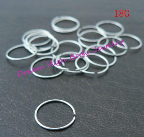 Wholesale-Hoop Nose Ring Eyebrow Cartilage Ear Stud Plain Surgical Steel 18G 100pcs/lot Hot Sale Cheaper Fashion Body Piercing Jewelry