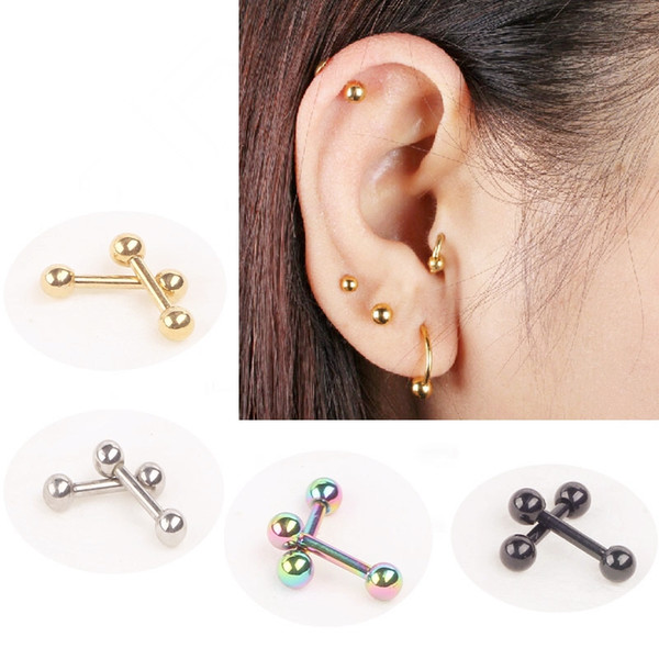 100pcs Ear Nail Bone Barbell Earring Piercing helix ear stud tragus Ear Piercing Black Silver Gold Cartilage Ring For Men Women