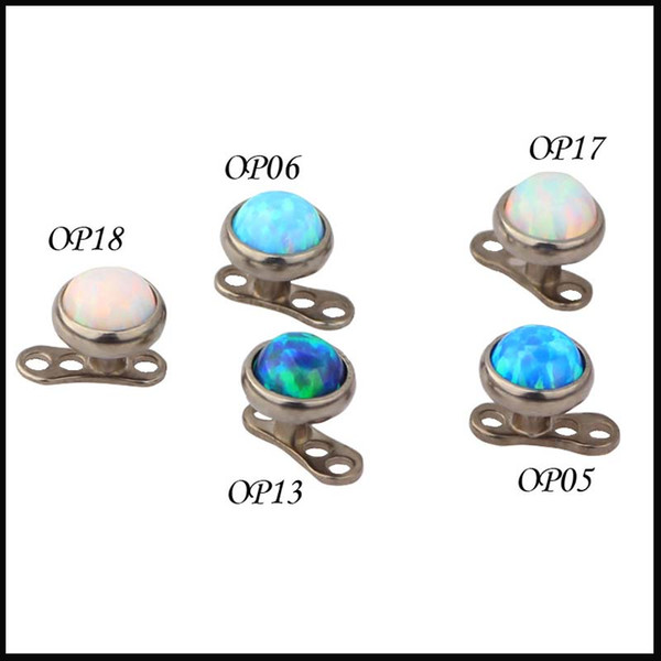 100% Titanium G23 Piercing Opal Stone Top dermal Anchor piercing body jewelry attachments-jewelley Micro Skin Diver Dermal