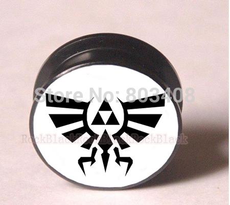 Wholesale-Triforce symbol ear plug flesh tunnel plug tunnel Acrylic mixing sizes body jewelry Y3