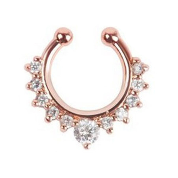 Fashion Delicate Alloy Non Piercing Nose Ring, Personality Rhinestone Inlaid Fake Nose Ring, Hanger Clip Type Ring