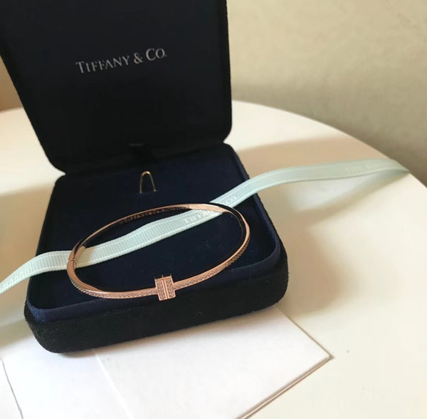 2019 latest lady's favorite classic bracelet elegant glamorous stylish Double T narrow version Banglein