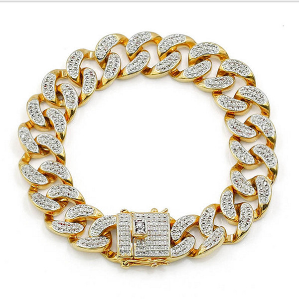 Micro - embedded zircon chain bracelet European and American men hip hop jewelry bracelet