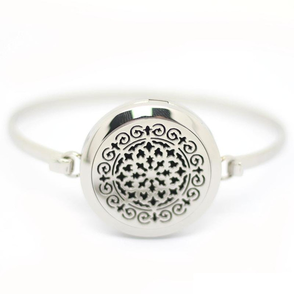 Hollow Flowers 316L Stainless Steel Magnetic Essential Oil Diffuser Perfume Locket Pendant Bracelet With 25mm/30mm Aromatherapy Locket