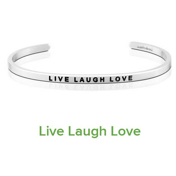 10 PCS Fashion Silver Delicate Cuff Bangle LIVE LAUGH LOVE Inspirational Bangle 316L Stainless Steel Cuff Bracelet