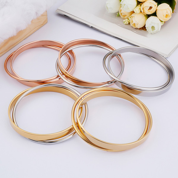 Wholesale 68mm Inner Beautiful Bangle For Women 5 Color Stainless Steel Fashion Bangles For Female Jewelry