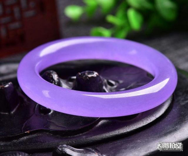 56-60mm Bentley Fenghua Hibiscus Jade Purple Pale Powder Agate Bracelet Crystal Ice