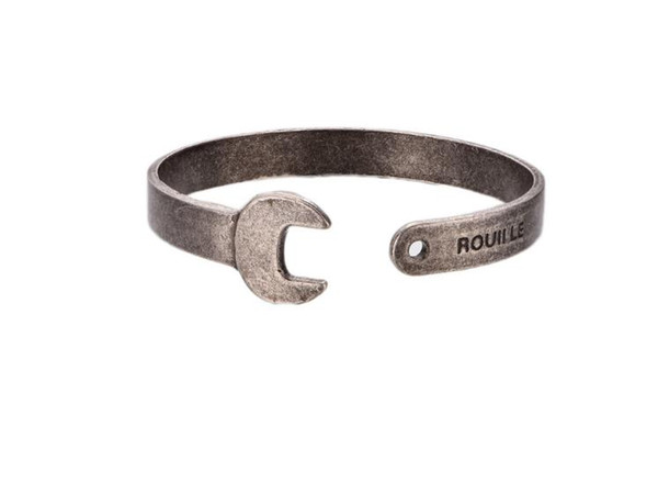 European and American original letter retro nostalgic mechanical wrench bracelet titanium steel bracelet is open fashional accessories