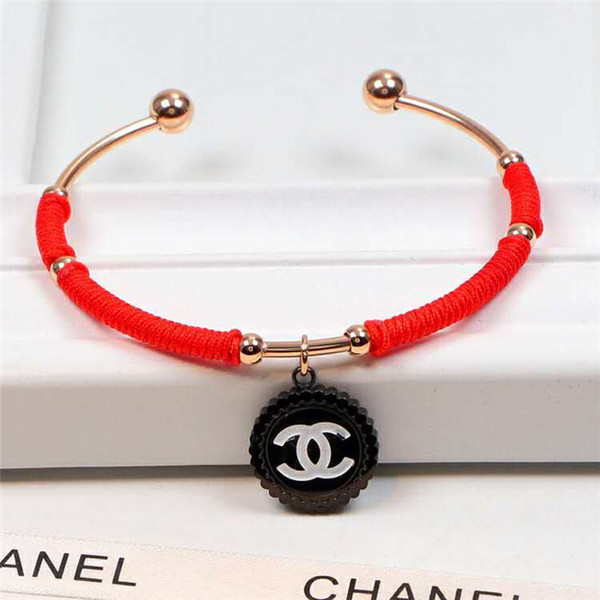 European and American fashion couple red rope bracelet, plated 18K gold half-open pendant bracelet wholesale