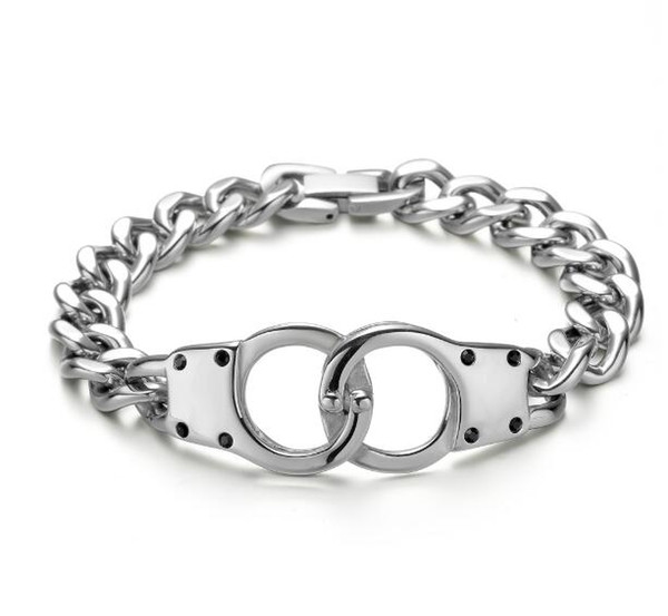 Exquisite fashion simple accessories men and women double ring buckle titanium steel bracelet Men's personality double ring bracelet