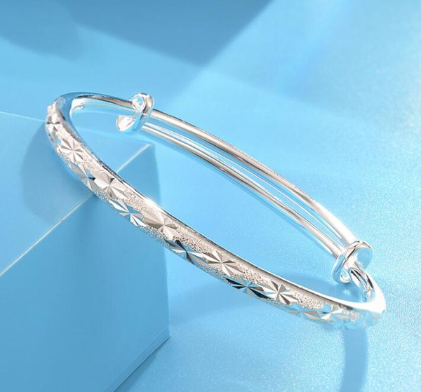 high quality Classic Trendy Scrub Stars Bracelets For Women Adjustable 999 Sterling Silver Jewelry Handmade Delicate Bangle Hot Sale