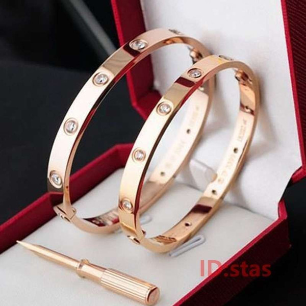 Silver Rose Gold Stainless Steel Screw Love men Screwdriver diamond luxury designer jewelry women mens bracelets bangle original box 2019