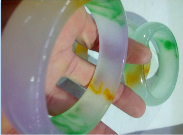 2016 Natural A Cargo ice Kinds of Natural Jadeite Jade Bracelet Women's Three Color Jade Bracelets 56-60mm