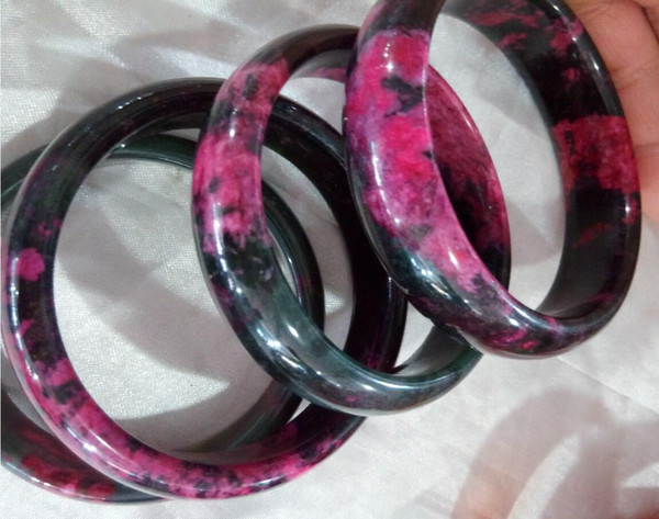 Chinese Beautiful Natural Green Red Peach Blossom Jadeite Jade Bangle Bracelet Handmade Fine Inner Diameter 56-60mm