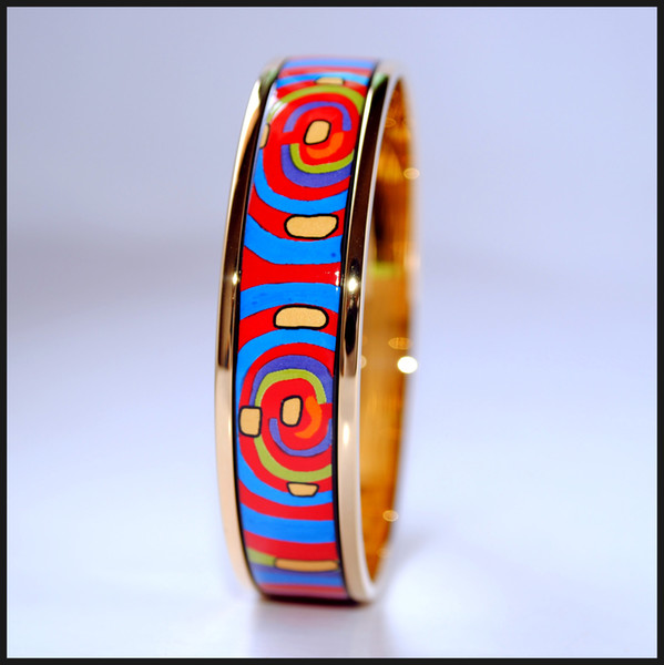 Life cycle series 18K gold-plated enamel bangle bracelet for woman Top quality bracelets bangles width 20mm Fashion jewelry